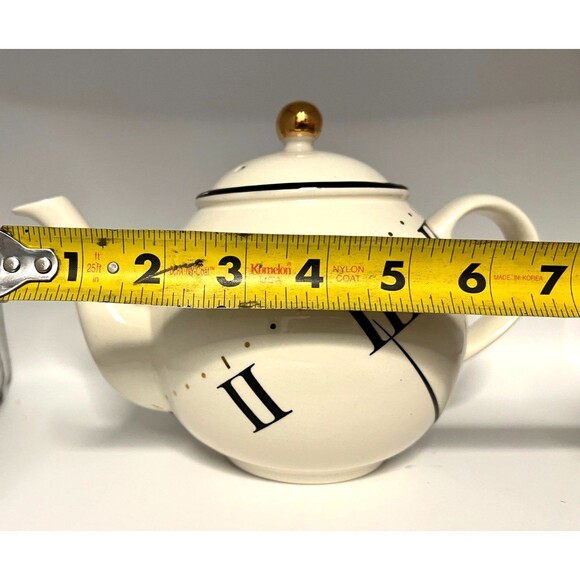 ARTHUR WOOD “TEATIME” TEAPOT Roman Numerals Clock Pattern England Made UK Pier 1 - Picture 13 of 13